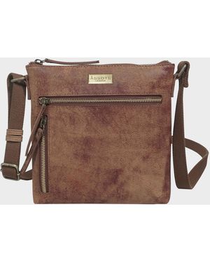 Assots London 'rue' Distressed Tan Real Leather Crossbody Bag - Brown