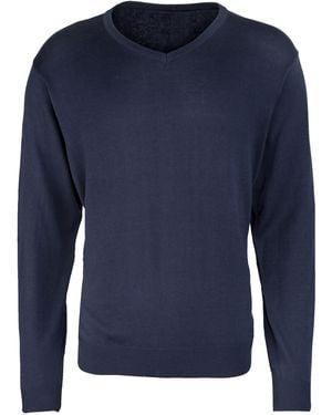PREMIER V-Neck Knitted Jumper - Blue