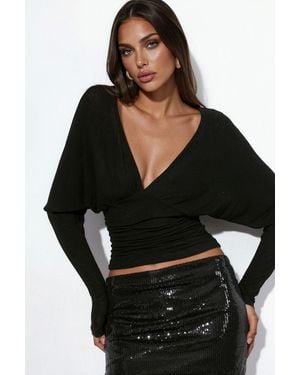 Busem Loose-Fit V-Neck Knitted Blouse - Black