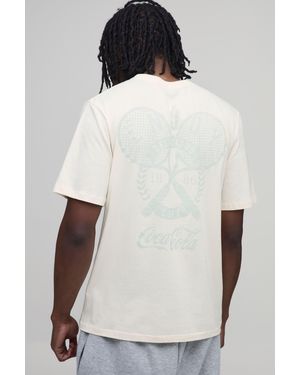 BoohooMAN Tall Regular Coca Cola Tennis License Print T-Shirt - White