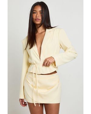 Boohoo Draped Tailored Mini Skirt - Natural