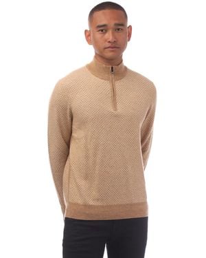 BOSS H-Eltorino Quarter-Zip Jumper - Natural