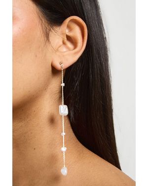 Boohoo Pearl Drop Earrings - Black