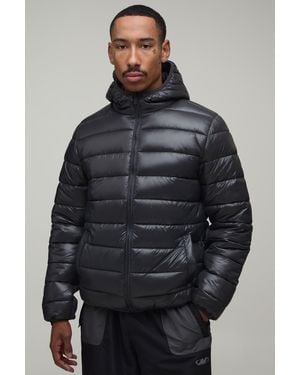 BoohooMAN Regular Fit Scuba Panel Lightweight Puffer - Grey