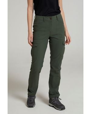 Mountain Warehouse 'Conniston' Cargo Trousers Quick Dry Stretchy Camping Hiking Trousers Polyamide - Green