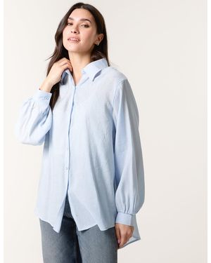 Blue Vanilla Diamante Detailed Classic Shirt - Blue
