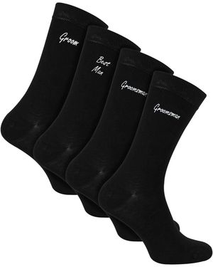 Sock Snob 4 Pairs Wedding Socks For Groomsman Groom And Best - Black