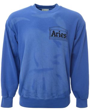 Aries Sunbleached Cross Grain Temple Sweat - Blue