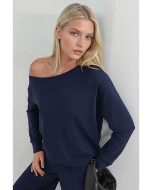 Busem Asymmetrical Collar Relaxed Fit Sweatshirt - Blue