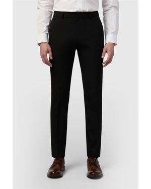 Limehaus Flat Fronted Skinny Suit Trousers - Black