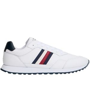 Tommy Hilfiger Eva Stripe Leren Trainers - Wit