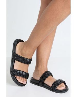 Boohoo Wide Fit Braided Sandals - White