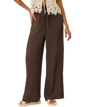 D.u.s.k Textured Elastic Waist Trousers - Brown