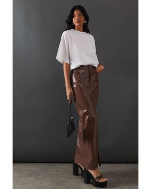 Warehouse Premium All Over Shimmer Denim Maxi Skirt - Black