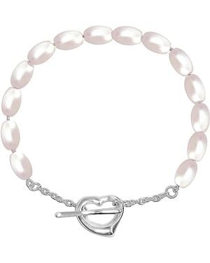 Bibei Bracelet With Oval Pearls - Metallic