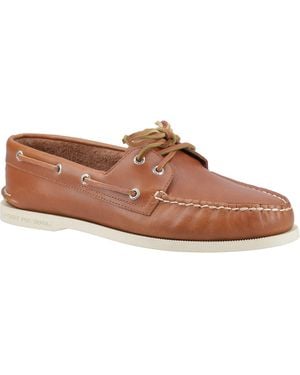 Sperry Top-Sider Authentic 2 Eye Leather Boat Shoes - Brown