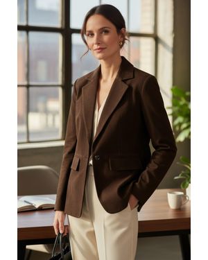 Infinity Leather Soft Goat Suede Blazer Jacket-Horizon - Black