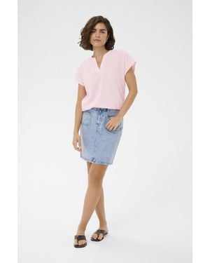 Kaffe Blouse Met Korte Mouwen Kapauline Blouse Met Korte Mouwen Baggy Fit - Blauw