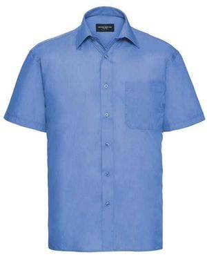 Russell Collection Poplin Easy-Care Short-Sleeved Formal Shirt (Corporate) - Blue