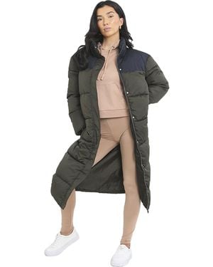 Brave Soul Long Coat Puffer Jacket - Green