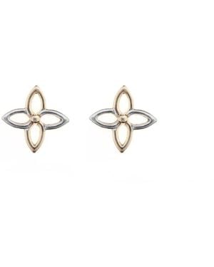 The Jewellery Stockroom 9Ct Two-Tone Flower Stud Earrings - Black
