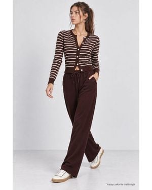 Happiness İstanbul Wide Leg Drawstring Waist Joggers - Red