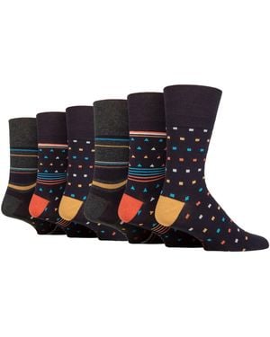 Gentle Grip 6 Pack Non Elastic Loose Top Bamboo Socks - Blue