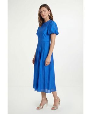 Wallis Petite Tencel Pleated Midi Dress - Blue
