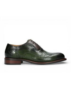 Laura Vita Lorenzo Conti Khaki Leather Brogue Oxford Dress Shoes - Green
