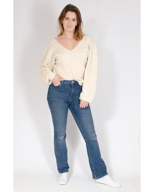Secret Label Ribbed Jumper With V Neck Viscose - Blue
