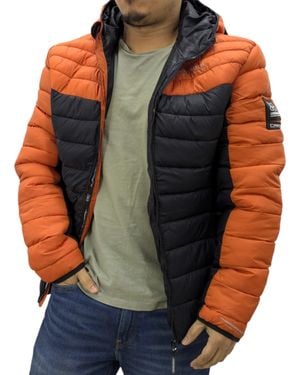 Crosshatch Puffer Jacket Lightweight Winter - Orange