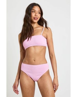 Boohoo Textured Bandeau Bikini Top - Pink
