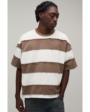 BoohooMAN Oversized Boxy Distressed Short Sleeve T-Shirt - Grey