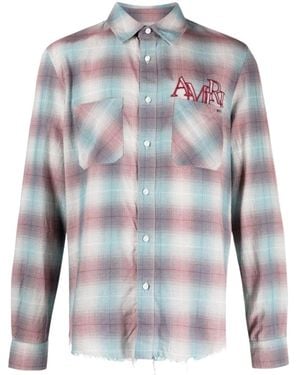Amiri Staggered Plaid Flannel - Blue