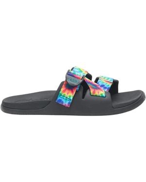 Chaco Ladies Chillos Tie Dye Flatform Slides (Multicoloured) - Blue