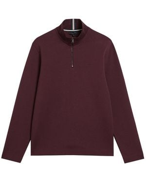 Ted Baker Actos Branded Half Zip Mason Jumper - Purple