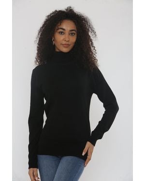 Femme Luxe Roll Neck Long Sleeve Knitted Jumper - Black