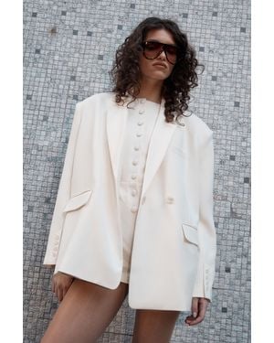 Nasty Gal Essentials Tailored Oversized Double Button Blazer - White