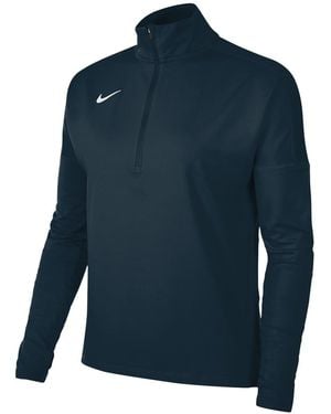 Nike Front Zipper Pocket Funnel Neck Long Sleeve Athletic Top - Blue