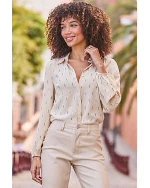 Sosandar Neutral Fleck Print Chiffon Shirt - Natural