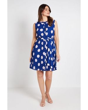 Wallis Polka Dot Pleated Shift Dress - Blue
