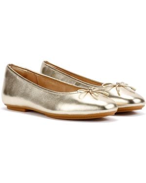 Fitflop Delicato Metallic Leather Platino Ballet Flats