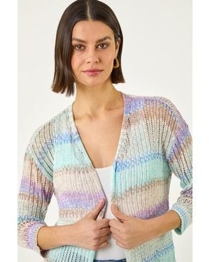 Roman Ombre Longline Knit Cardigan - Blue