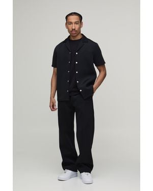 BoohooMAN Regular Fit Shirt And Relaxed Trouser Scuba Set - Blue