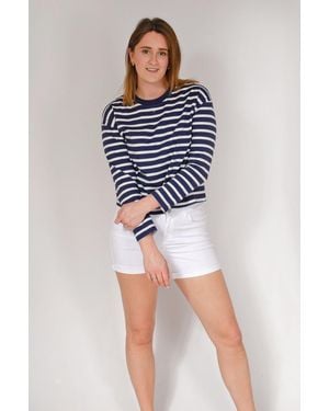 Secret Label Striped Long Sleeve Oversize Top - Blue