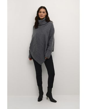 Cream Poncho Loose Fit - Grijs