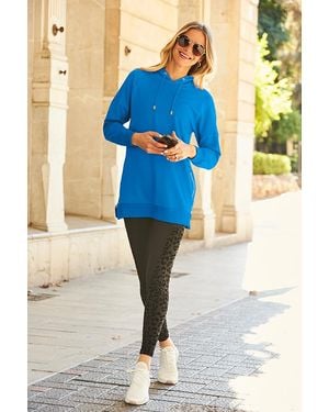 Sosandar Cobalt Longline Hooded Sweatshirt With Zip Detail Viscose - Blue