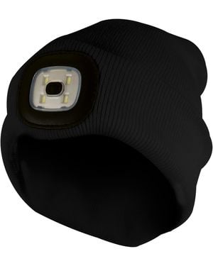 Sock Snob Adults Winter Knit Beanie Hat With Led Glowing Light Torch - Black