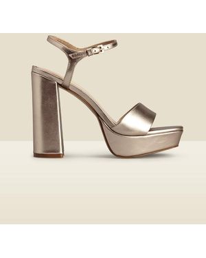 Sosandar Arabella Rose Leather Platform With Block Heel - Natural