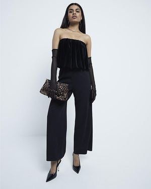 River Island Jumpsuit Petite Velvet Bubble Bandeau - Blue